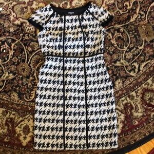 Chetta B  Black and dark cream  Houndstooth Dress fitted 4